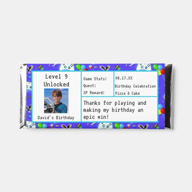 Photo Epic Gamer Happy Birthday Critical Hit! Hershey Bar Favors (Front)
