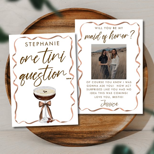 Photo Espresso Martini Maid of Honor Proposal Card (Creator Uploaded)