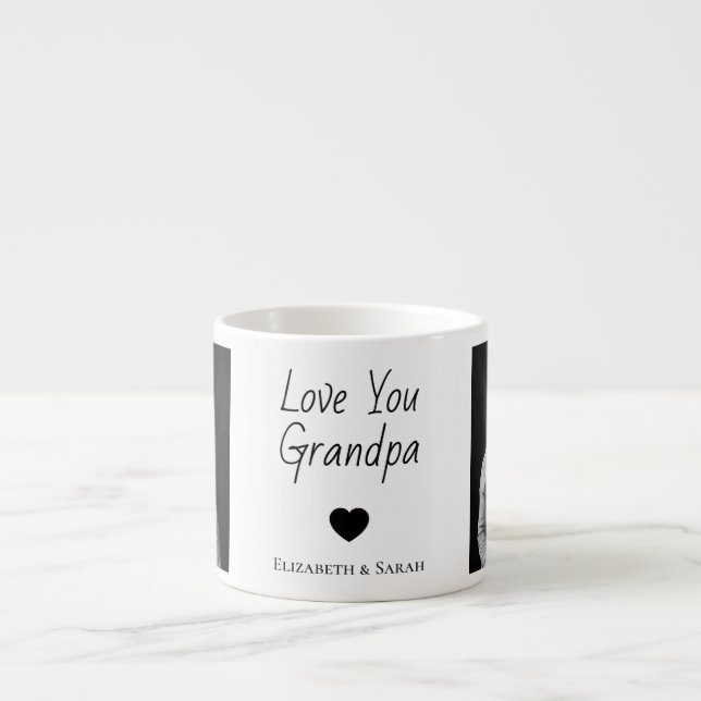 Photo Espresso Mug – Love You Grandpa with Heart (Front)