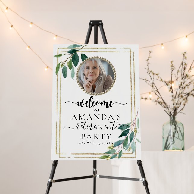 Photo Eucalyptus Elegant Retirement Welcome Sign (In Situ (Stand))