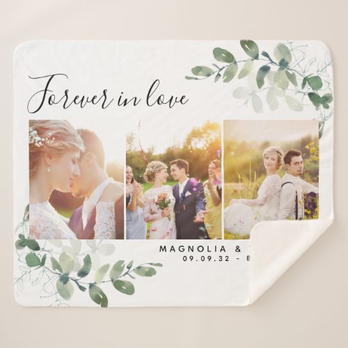 Photo Eucalyptus Forever in Love Wedding Sherpa Blanket