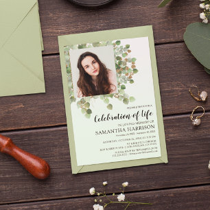  Photo Eucalyptus Funeral Celebration of Life Invitation