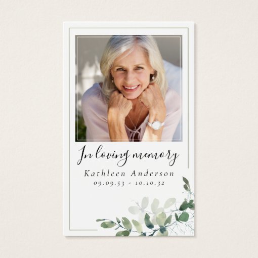 Photo Eucalyptus Funeral Memorial Prayer Card | Zazzle