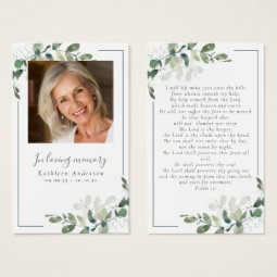 Photo Eucalyptus Funeral Memorial Prayer Card | Zazzle