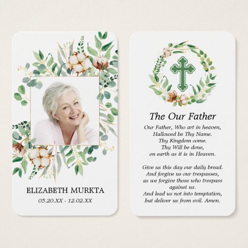 Photo Eucalyptus Funeral Prayer Card