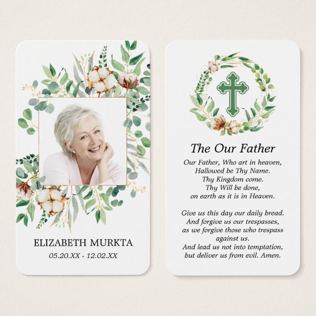 Photo Eucalyptus Funeral Prayer Card (Front & Back)