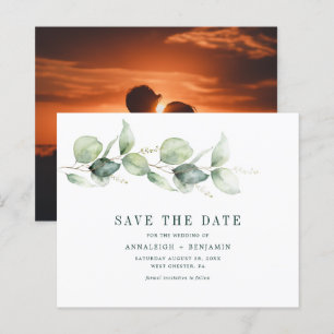 Photo Eucalyptus Watercolor Wedding Save the Date