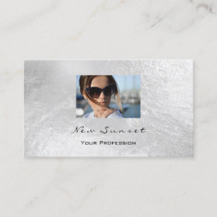 Photo Event Makeup Artist Leather Silver Gray Business Card
