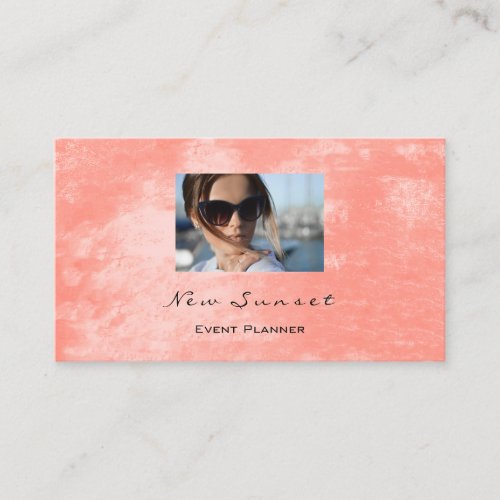 Photo Event Planner Makeup Living Coral Leather VI Business Card