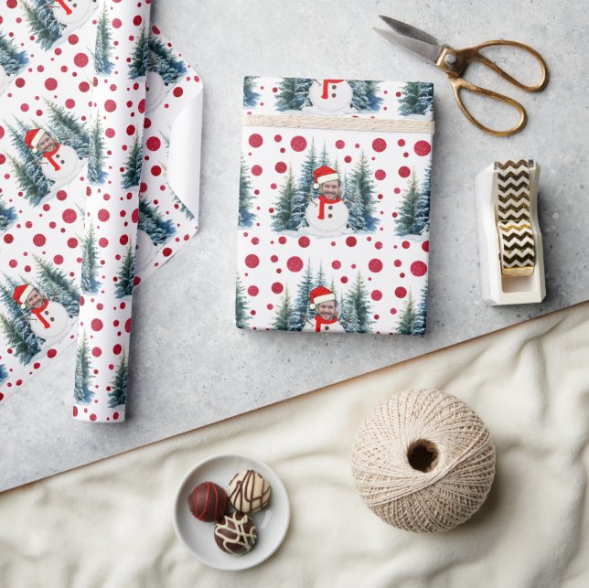 Photo Face Christmas Funny Snowman Wrapping Paper (Crafts)