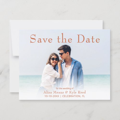 Photo Fade Save the Date Announcement Flat Card