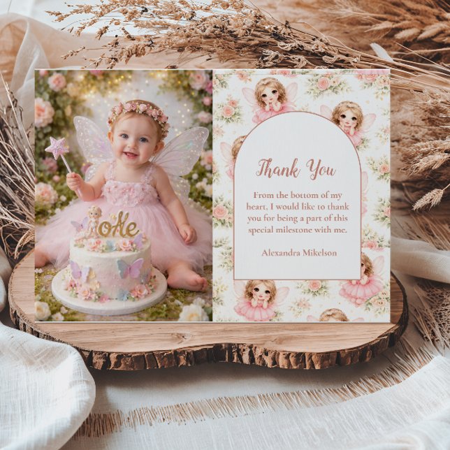 Photo Fairy 1st Birthday Girl Thank You Card (Creator Uploaded)