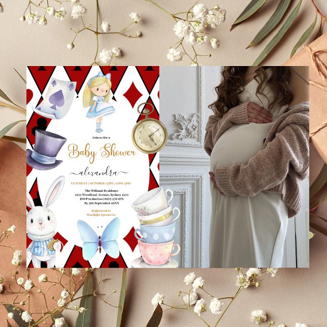 Photo Fairy Alice in Wonderland Baby Shower Invitation (Creator Uploaded)