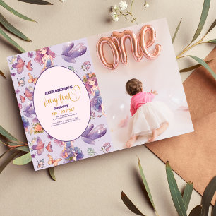 Photo Fairy First Enchanted Woodland 1st Birthday Invitation