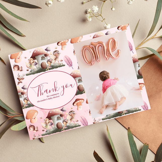 Photo Fairy First Girl's 1st Birthday Thank You Card (Creator Uploaded)