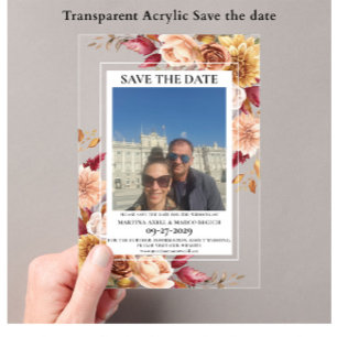 Photo Fall Floral Save the date Acrylic Invitations