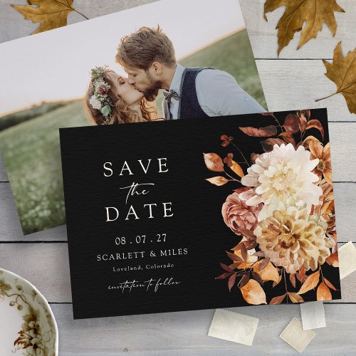 Photo Fall Leaves Wedding Save The Date