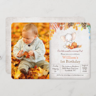 PHOTO - Fall Pumpkin 1st Birthday Invitation