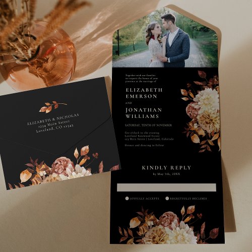 Photo Fall Wedding All In One Invitation