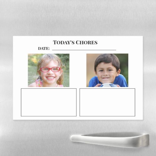 Photo Family Chore Chart 2 Children Magnetic Dry Erase Sheet