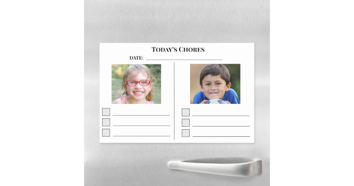 Photo Family Chore Chart 2 Kids Lines Checkboxes Magnetic Dry Erase ...