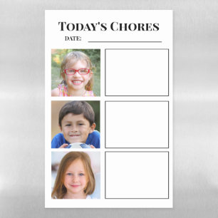 Photo Family Chore Chart 3 Children Magnetic Dry Erase Sheet