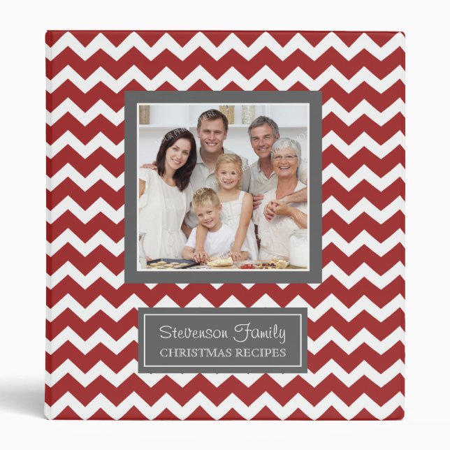 Photo Family Christmas Recipe Binder Chevron (Front)