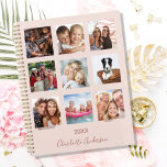 Photo family collage rose gold blush pink 2024 planner<br><div class="desc">Make your own unique family photo collage as a gift for your mom, wife or yourself. Use four, 9 of your favorite photos of your family, friends, dream travel destination or pet! Personalize and add a name and a year. The name is written with a modern hand lettered style script....</div>