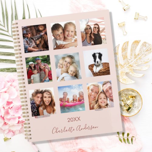 Photo family collage rose gold blush pink 2024 planner