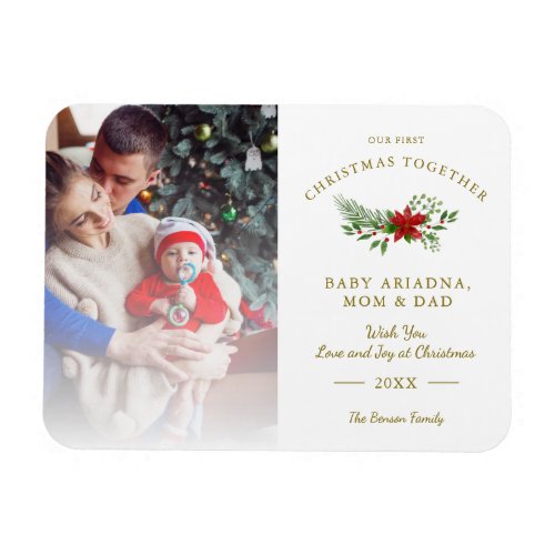 Photo Family First Christmas Baby Poinsettia Magnet