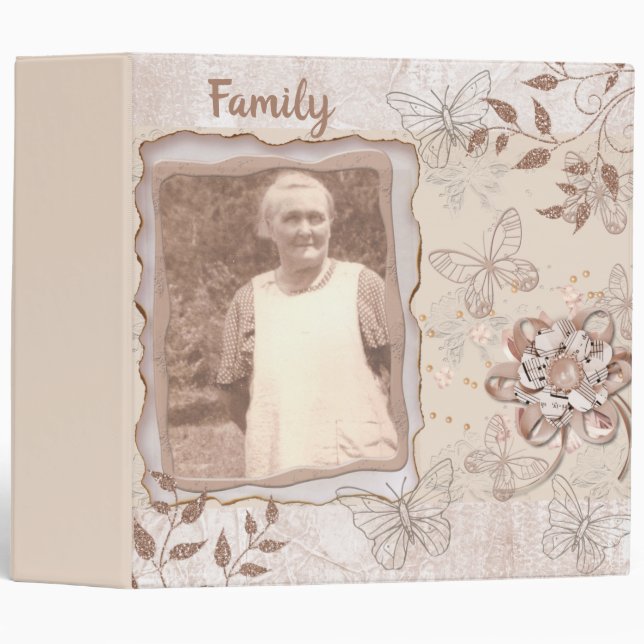 Photo Family Genealogy Shabby Chic Binder (Front/Spine)