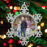 Photo Family Gift Cute Snowflake Pewter Christmas Ornament<br><div class="desc">upload your favorite Photo to this Template it will make a Thoughtful Gift for Grandma - Silver Snowflake Pewter Christmas Ornament</div>