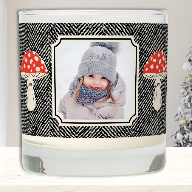 Photo Family Holiday Christmas Candle (Retro Family Photo Holiday Gift Candle (Front))
