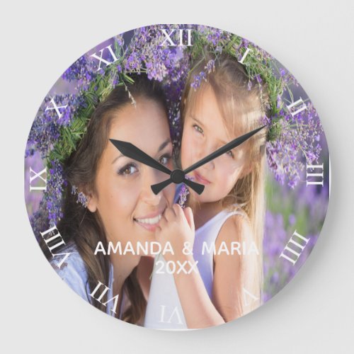 Photo family kids wife text roman large clock