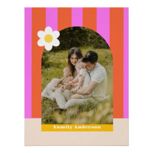 Photo family modern stripes colorful retro poster