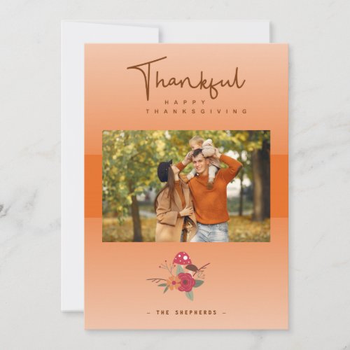 Photo Family Orange Transparency Thanksgiving Holiday Card