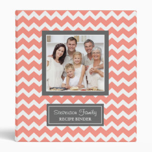 Photo Family Recipe Binder Chevron Coral