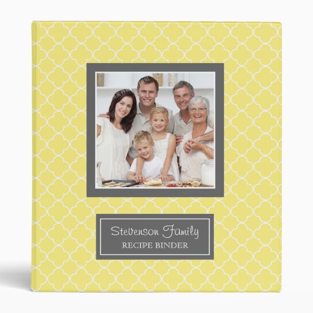 Photo Family  Recipe Binder Quatrefoil Yellow (Front)