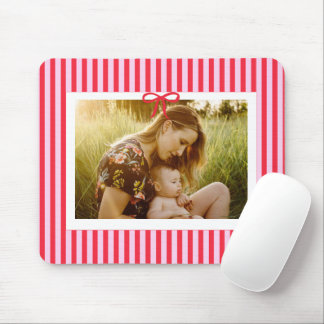 photo family red stripes bow trendy stylish mouse pad