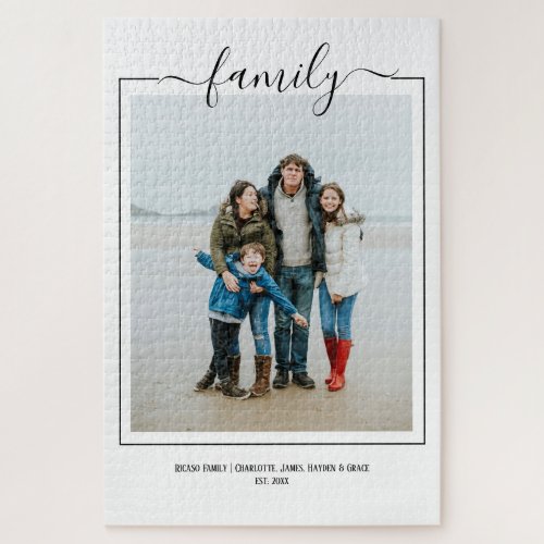 Photo family typography unique personalized DIY Jigsaw Puzzle