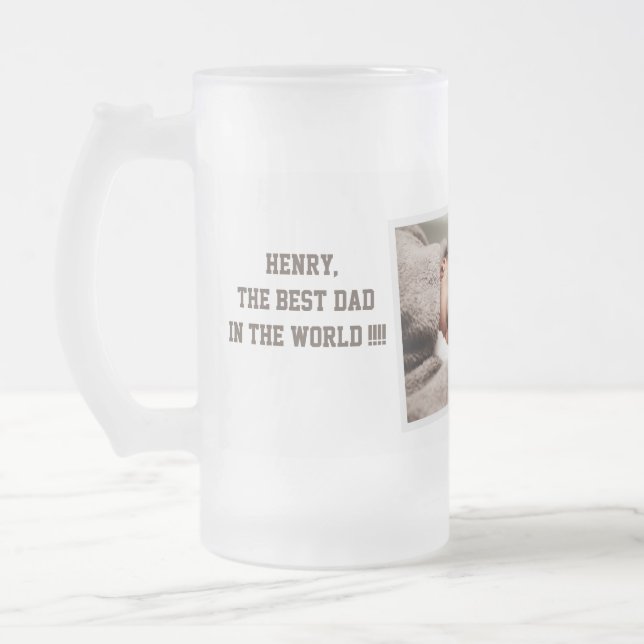 Photo Fathers Day Frosted Glass Beer Mug (Left)