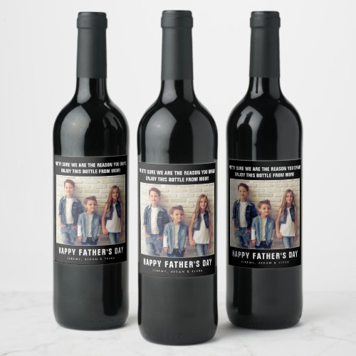 Photo Fathers Day Funny Wine Bottle Label