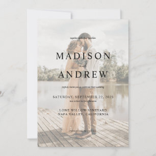 Photo Faux Vellum Effect Elegant Wedding Invitation