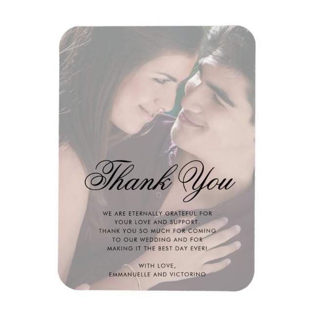 Photo Faux Vellum Thank You Elegant Wedding Favor Magnet (Vertical)