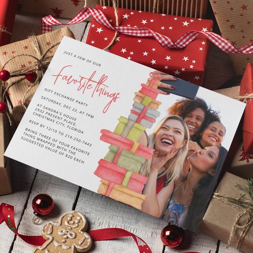 Photo Favorite Things Gift Exchange Holiday Party Invitation