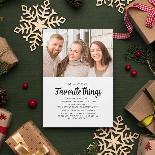 Photo Favorite Things Gift Exchange Holiday Party Invitation