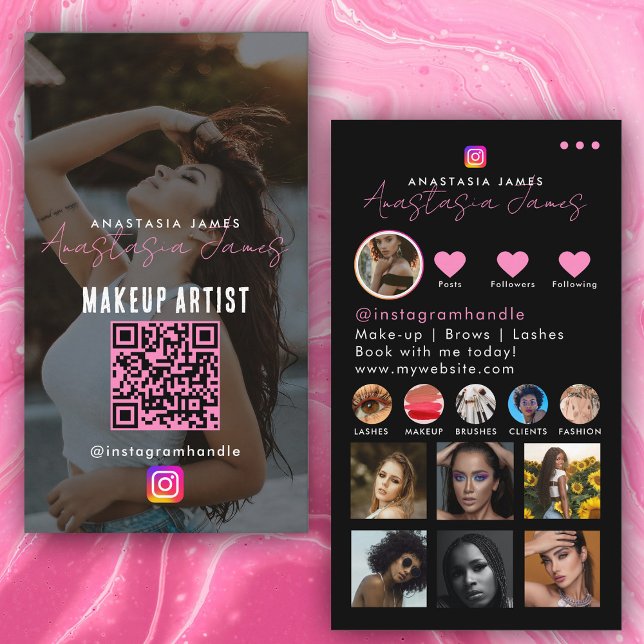 Photo Feed Influencer Grid Social Media Pink Business Card (Photo Feed Influencer Grid Social Media Pink Business Card)