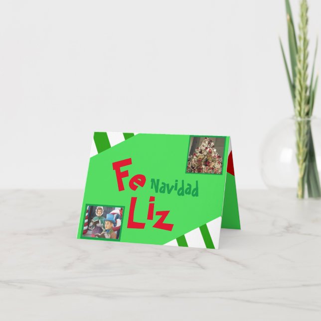 Photo Feliz Navidad Spanish Xmas Lettering Holiday Card (Front)