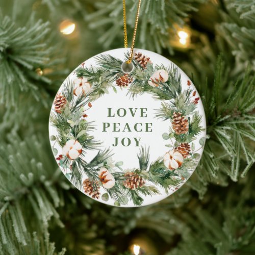 PHOTO Festive Pine Cones Christmas Holiday Ceramic Ornament
