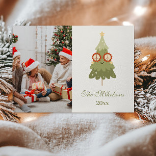 Photo FGroovy Retro Bow Christmas Holiday Card